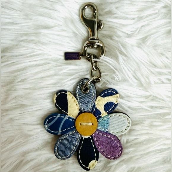 Coach Vintage Y2K  Floral bag charm rare denim patchwork Multicolor - Picture 1 of 6